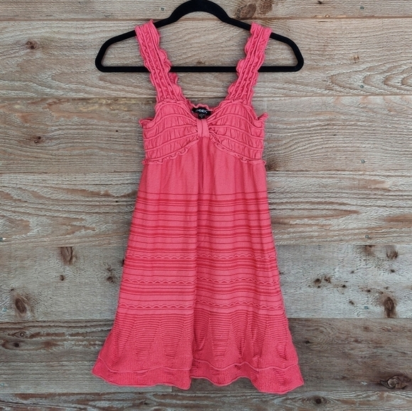 bebe Smocked Pointelle Pink Mini Tank Dress Size Small - Picture 1 of 4